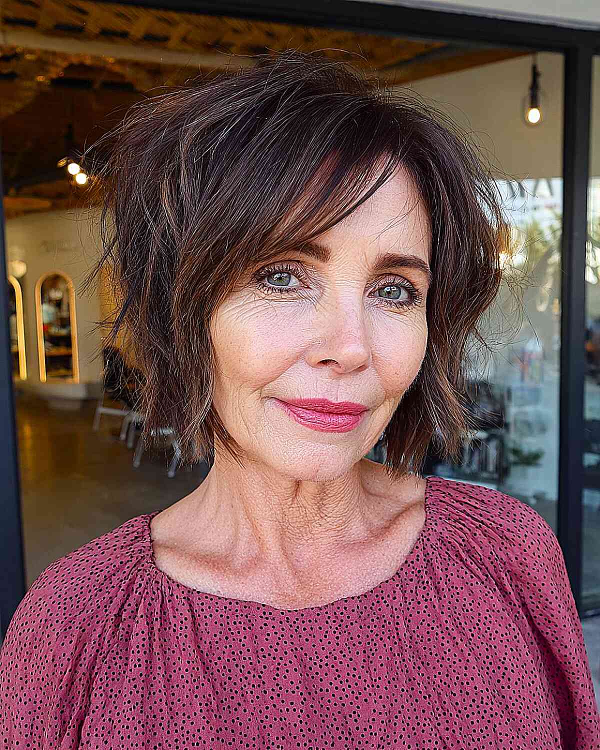 Textured Short Shag Haircut for Mature Women