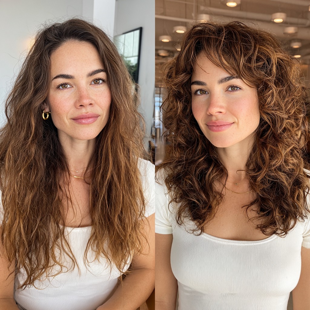 Transformative Tousled Curly Bob with Bangs