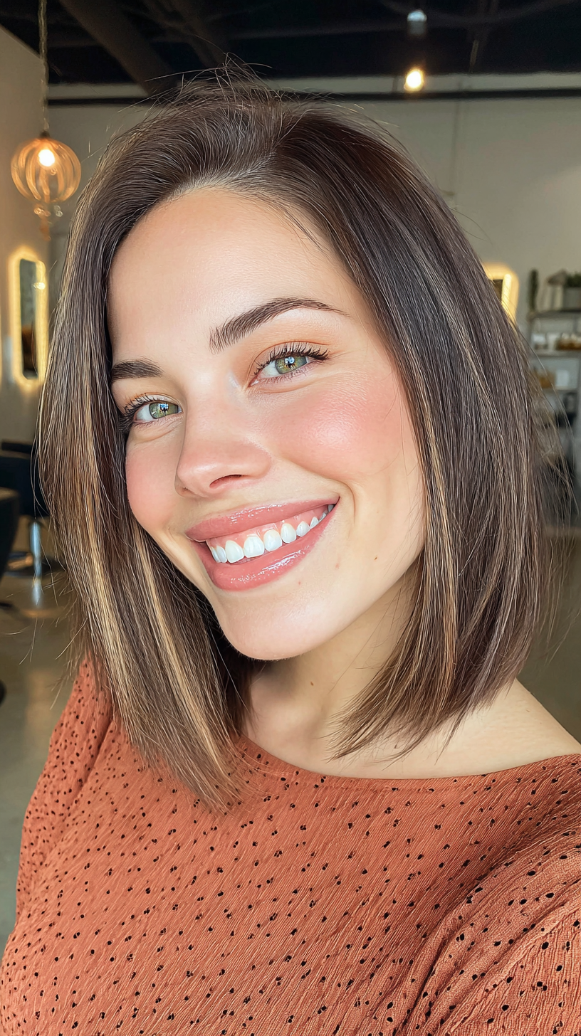 Chic Smooth Shoulder-Length Bob with Subtle Highlights