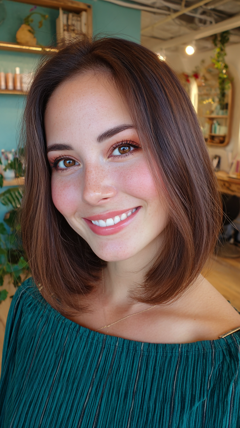 Chic Smooth Shoulder-Length Bob with Subtle Layers