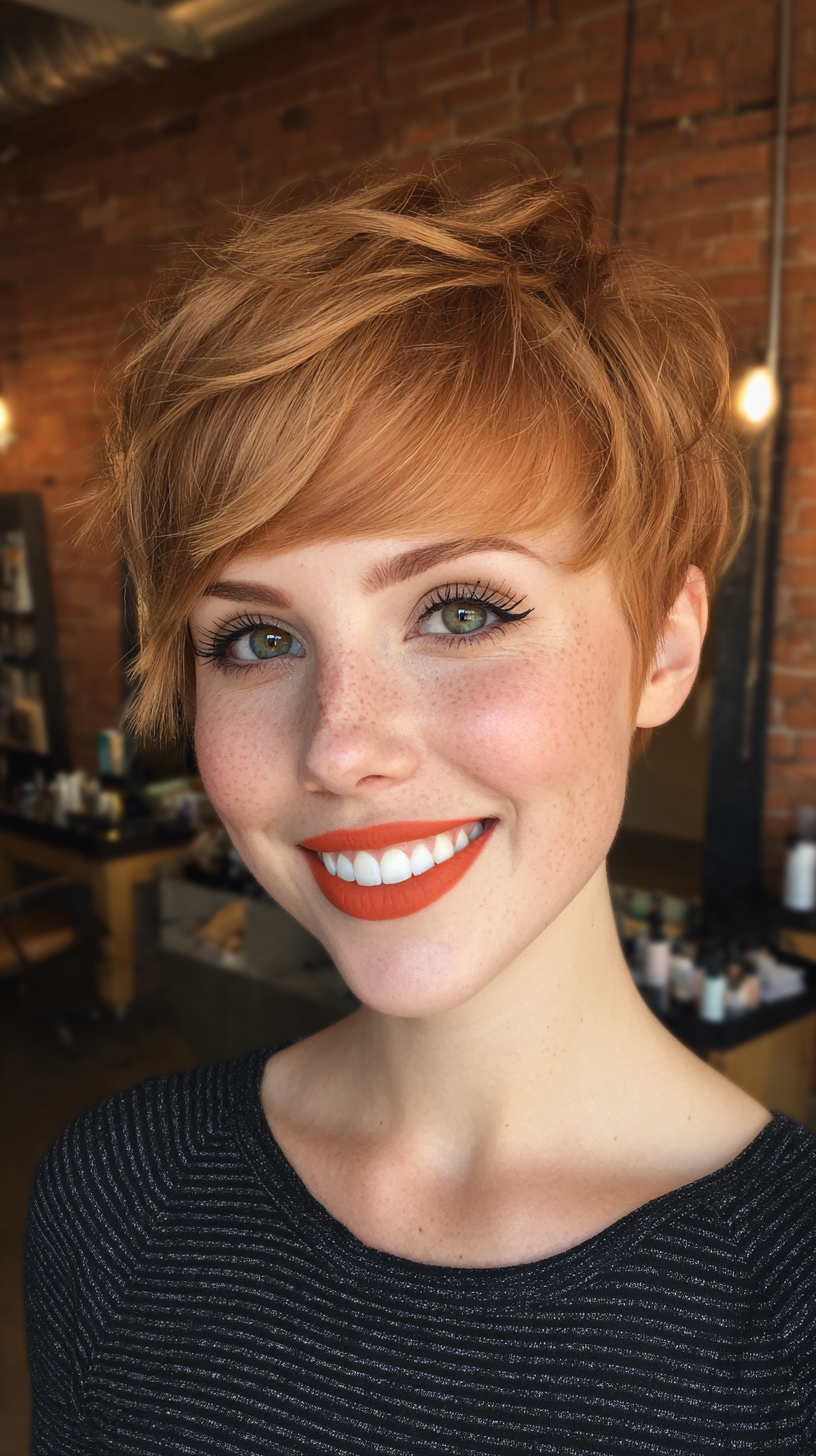 Chic Textured Copper Blonde Pixie Cut