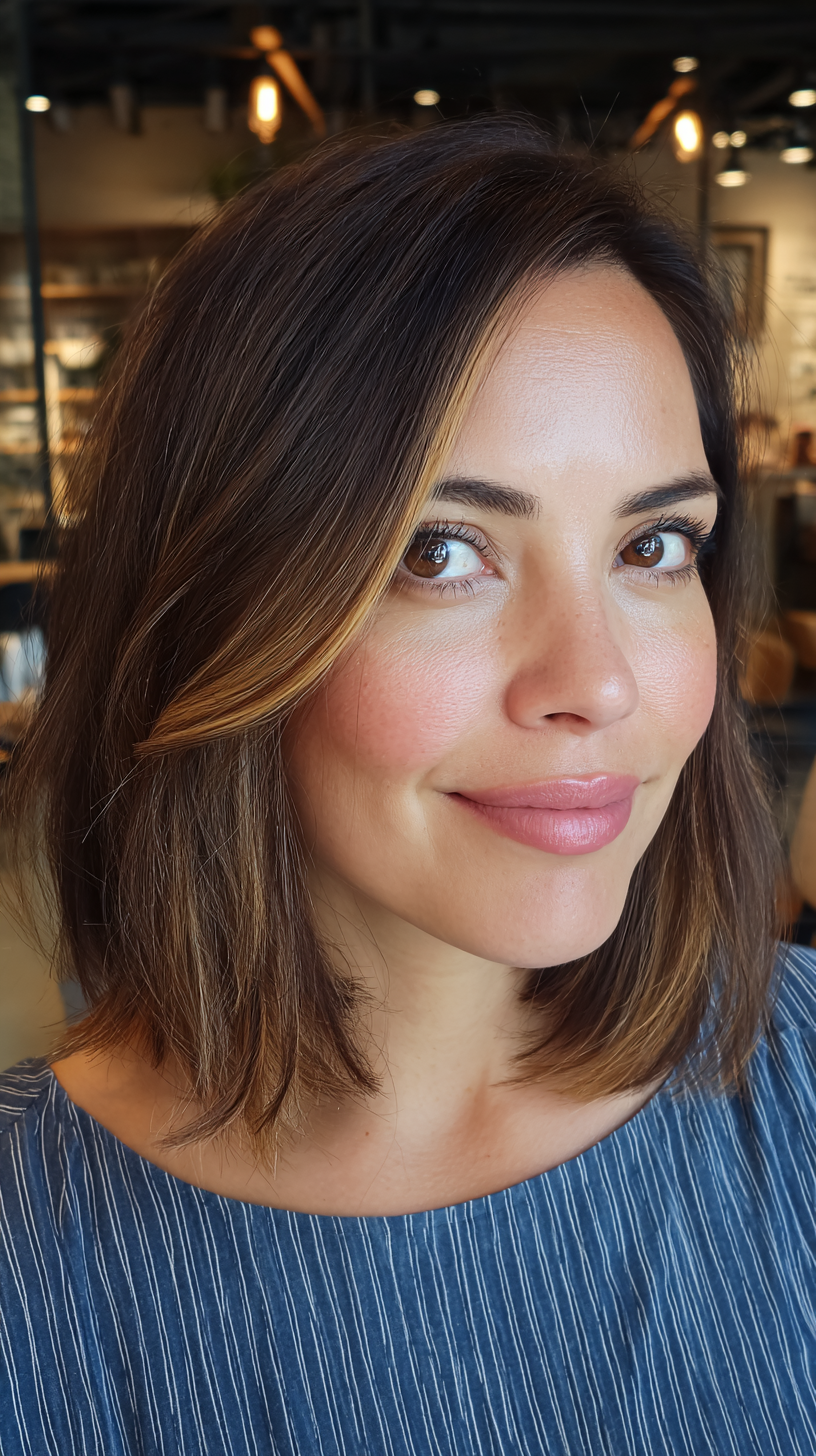 Chic Textured Shoulder-Length Bob with Face-Framing Highlights