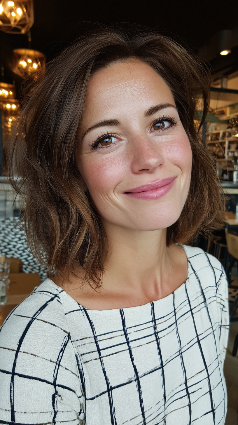 Chic Textured Shoulder-Length Bob with Natural Waves