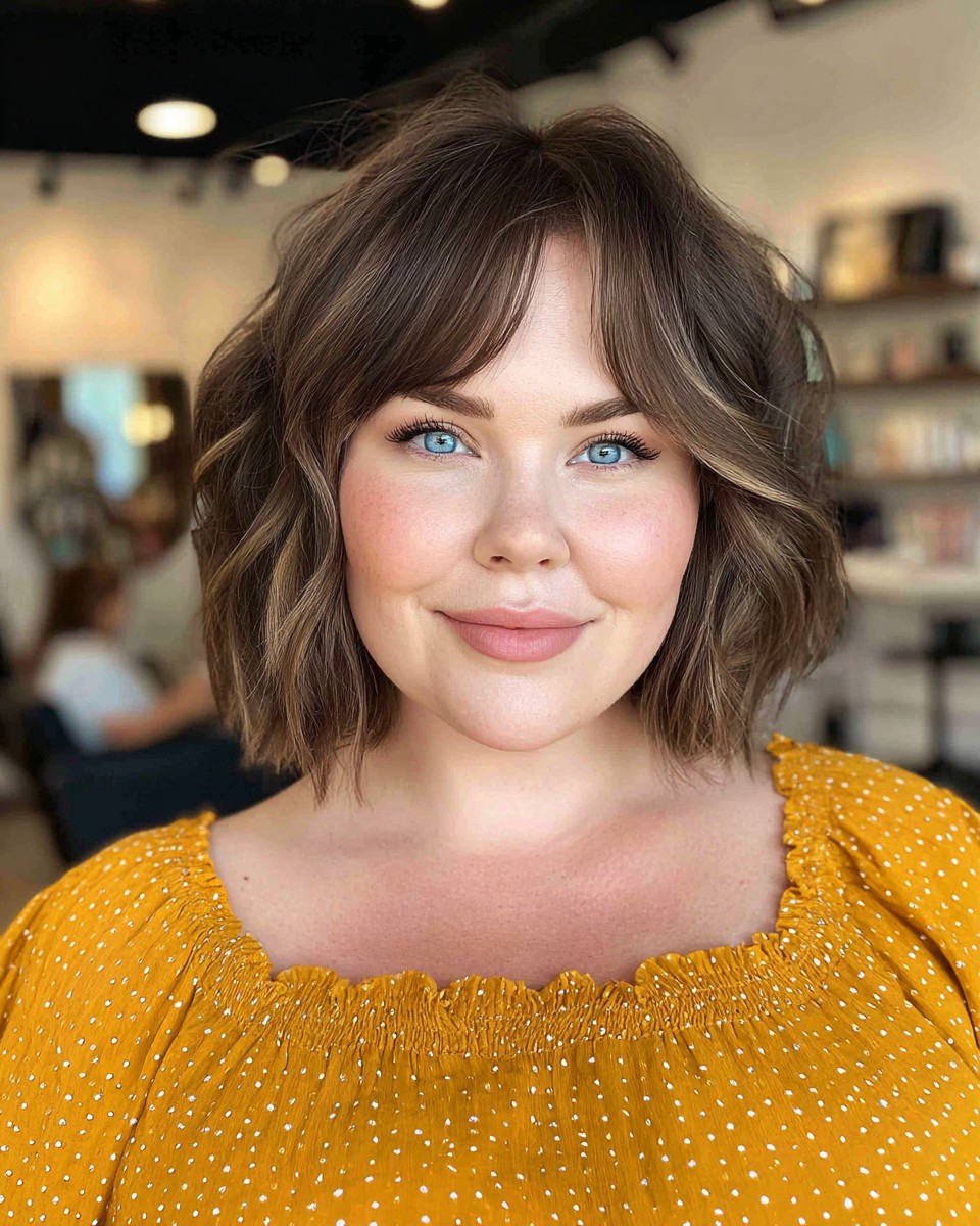 Luminous Tousled Bob with Subtle Curtain Bangs