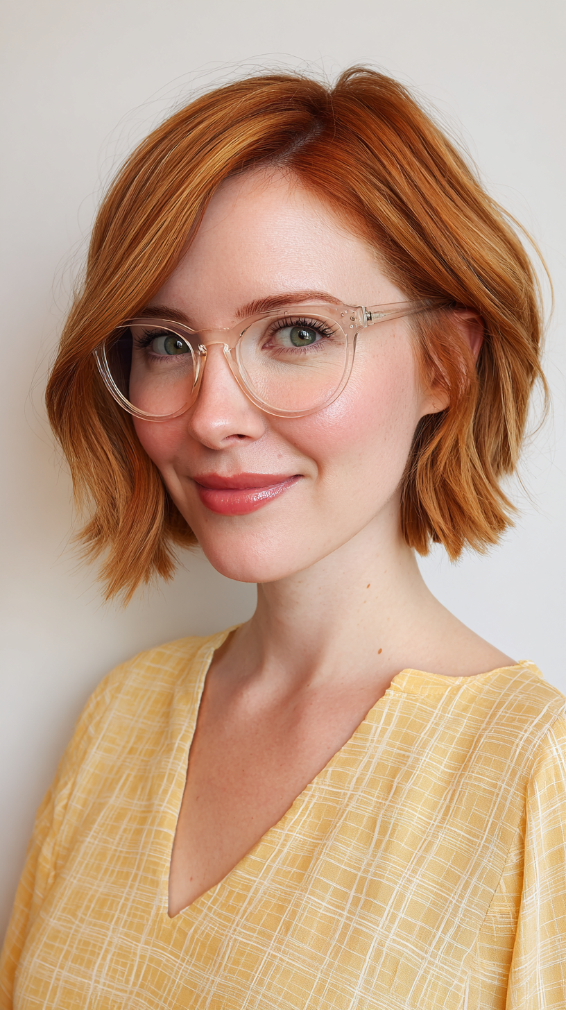 Playful Copper Blonde Bob with Soft Waves