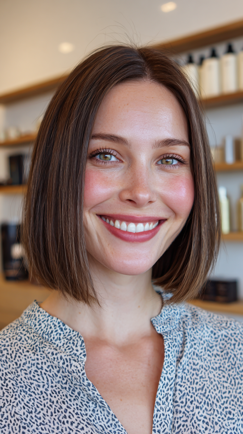 Polished Blunt Shoulder-Length Bob with Subtle Layers