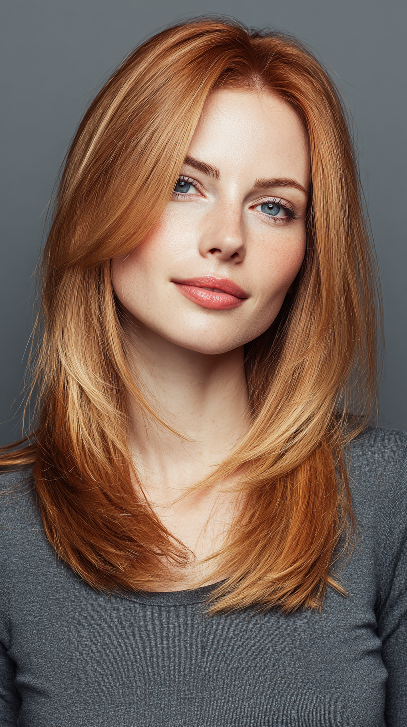 Radiant Copper Blonde Long Layers with Subtle Movement