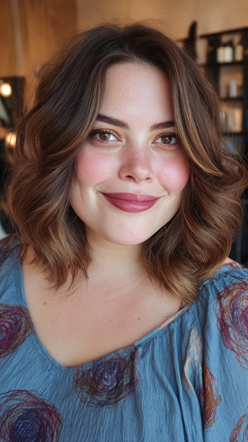 Textured Shoulder-Length Bob with Light Waves
