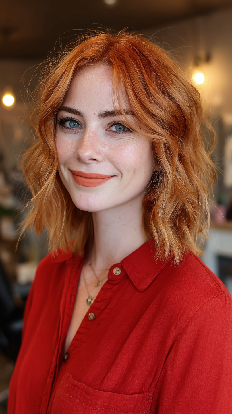 Warm Copper Blonde Waves with Soft Textured Layers