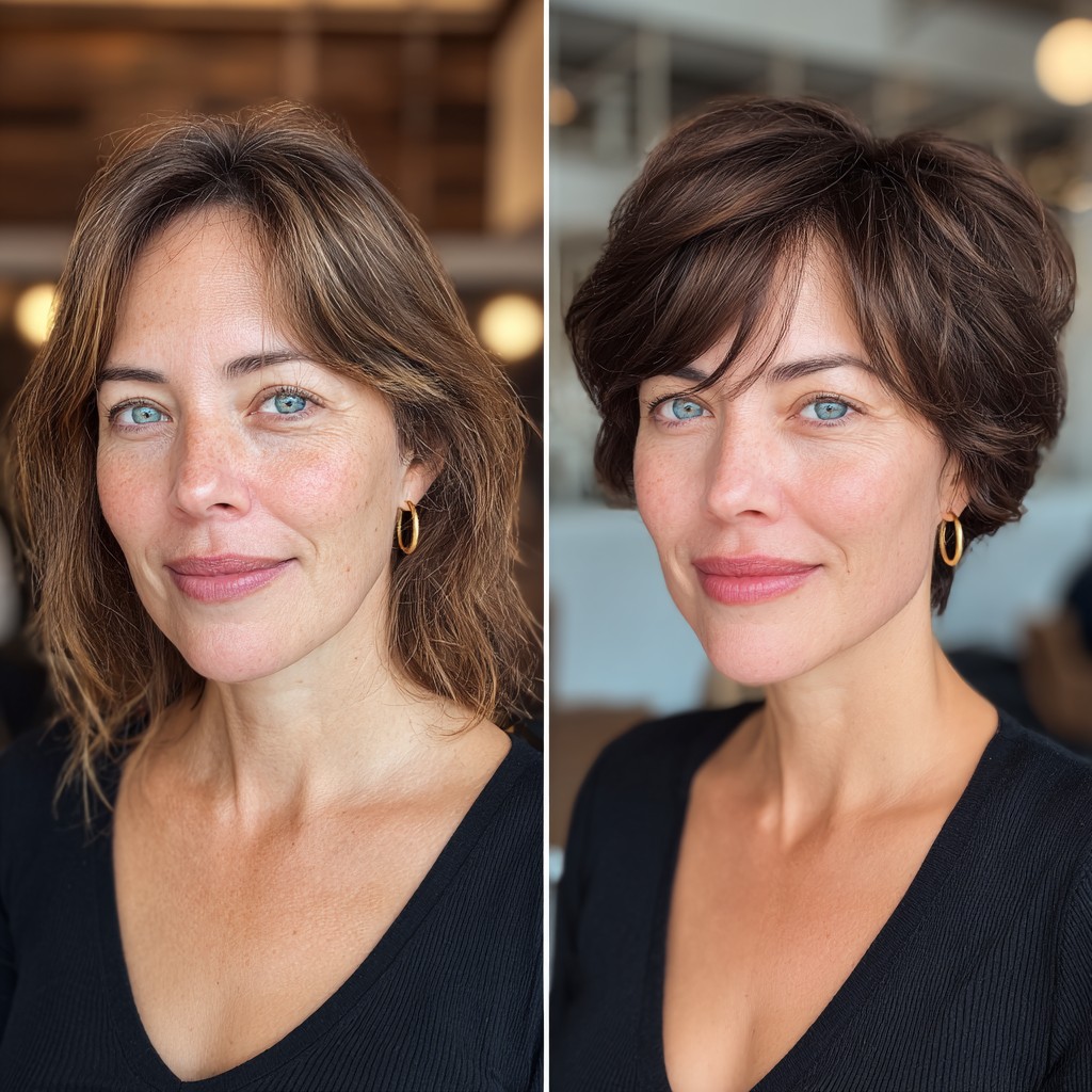 Chic Brunette Textured Bob with Side-Swept Bangs