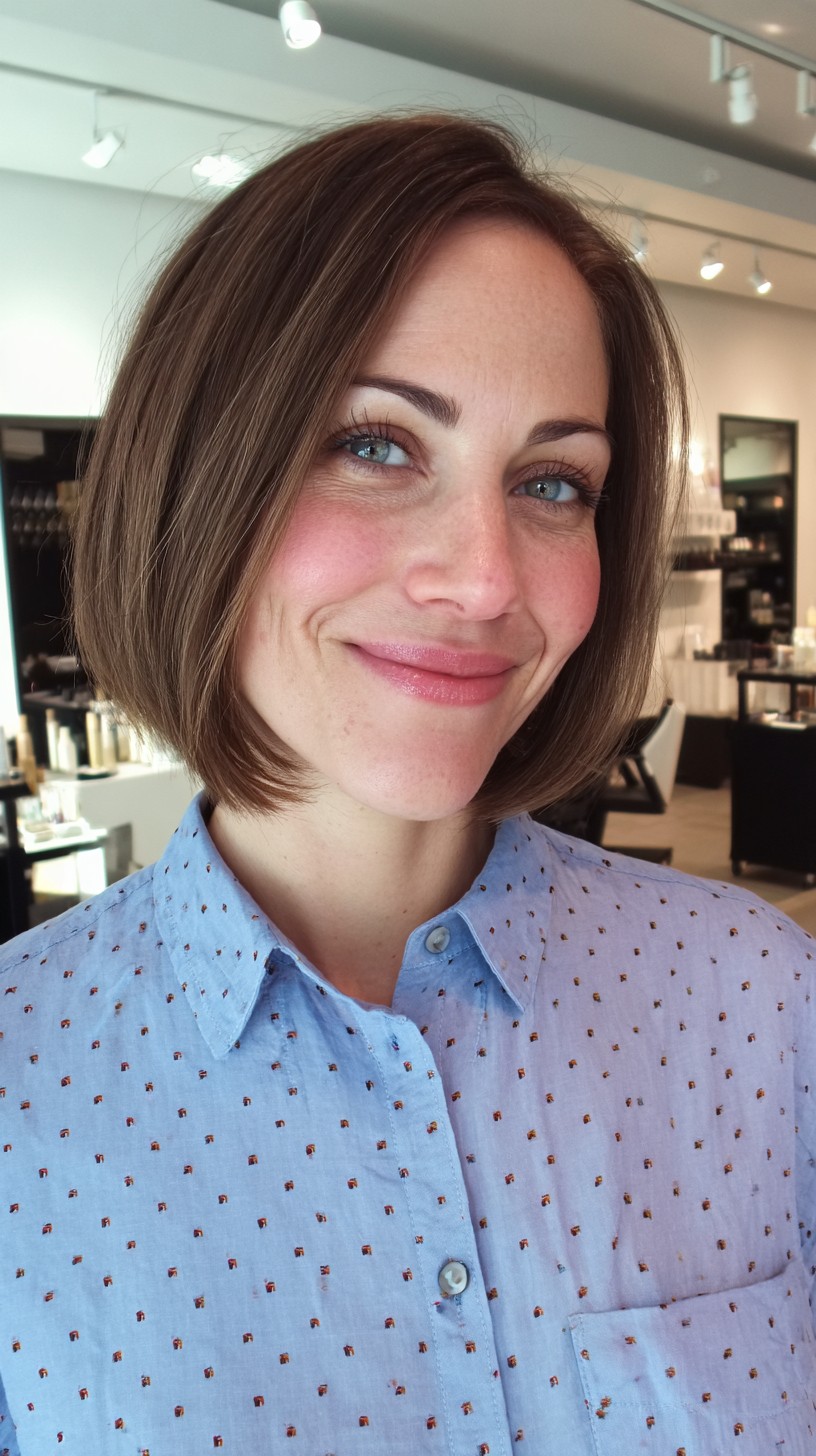 Chic Coffee-Toned Bob with Soft Framing