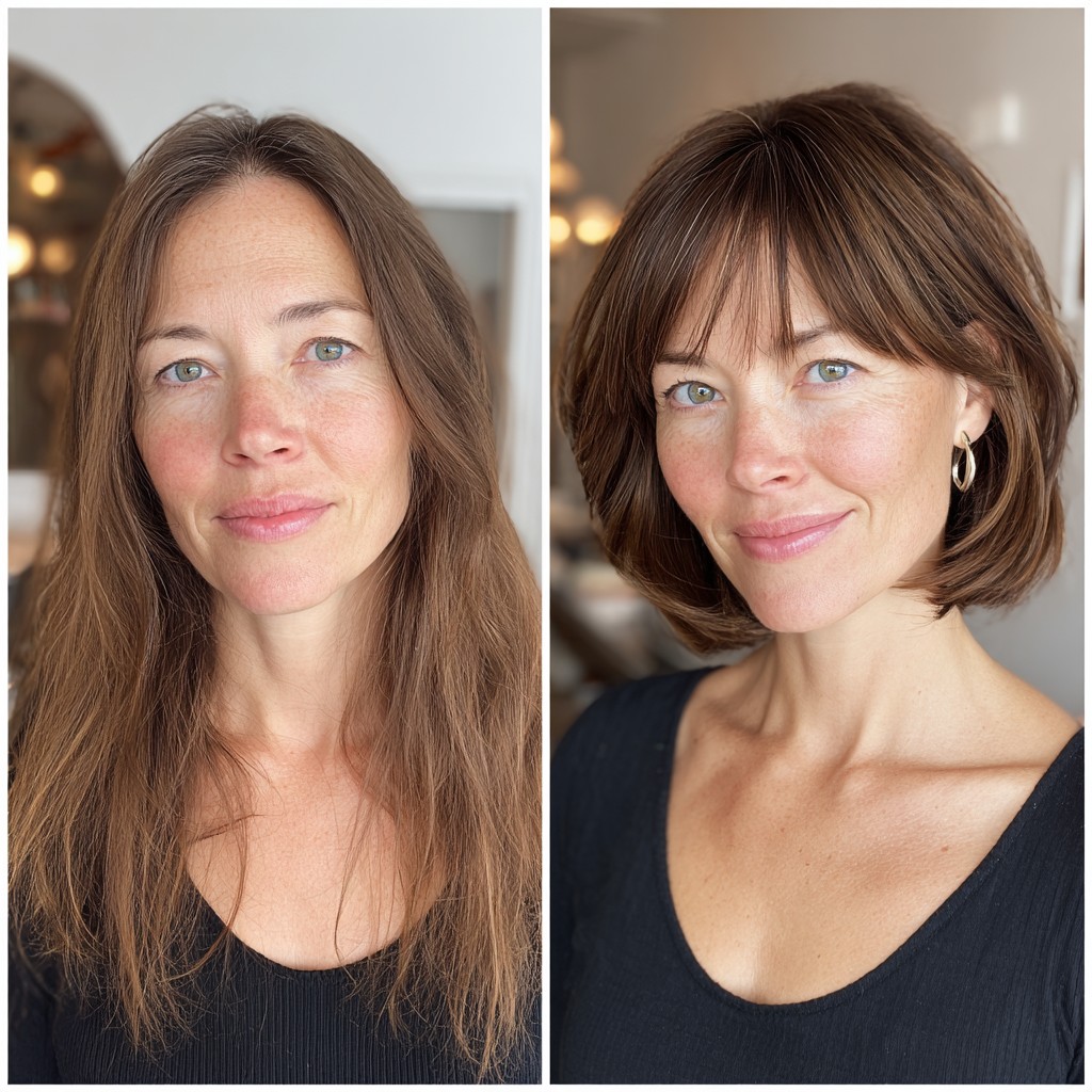 Chic Shoulder-Length Bob with Soft Bangs