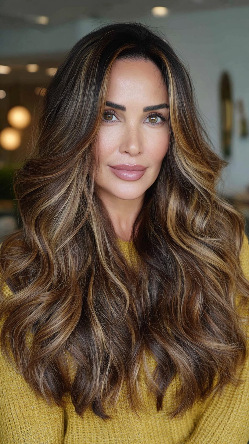 Deep Caramel Waves with Dimensional Highlights