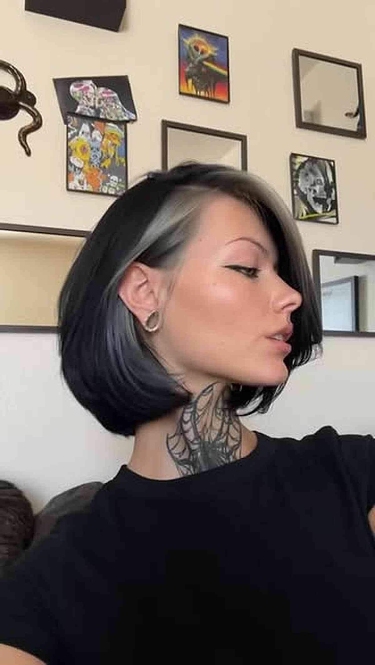 Edgy Asymmetrical Bob with Bold Highlights