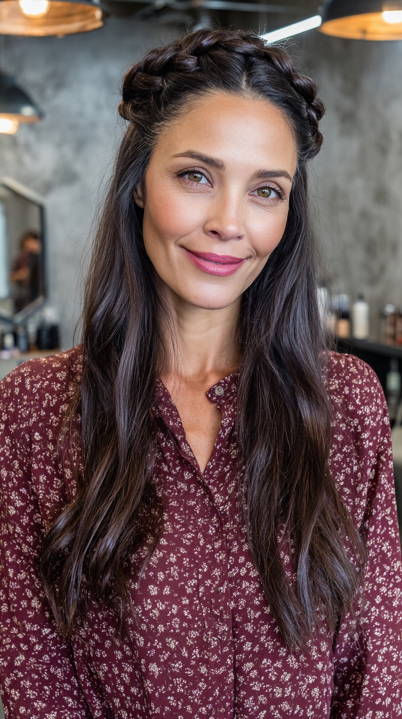 Elegant Braided Crown with Flowing Layers