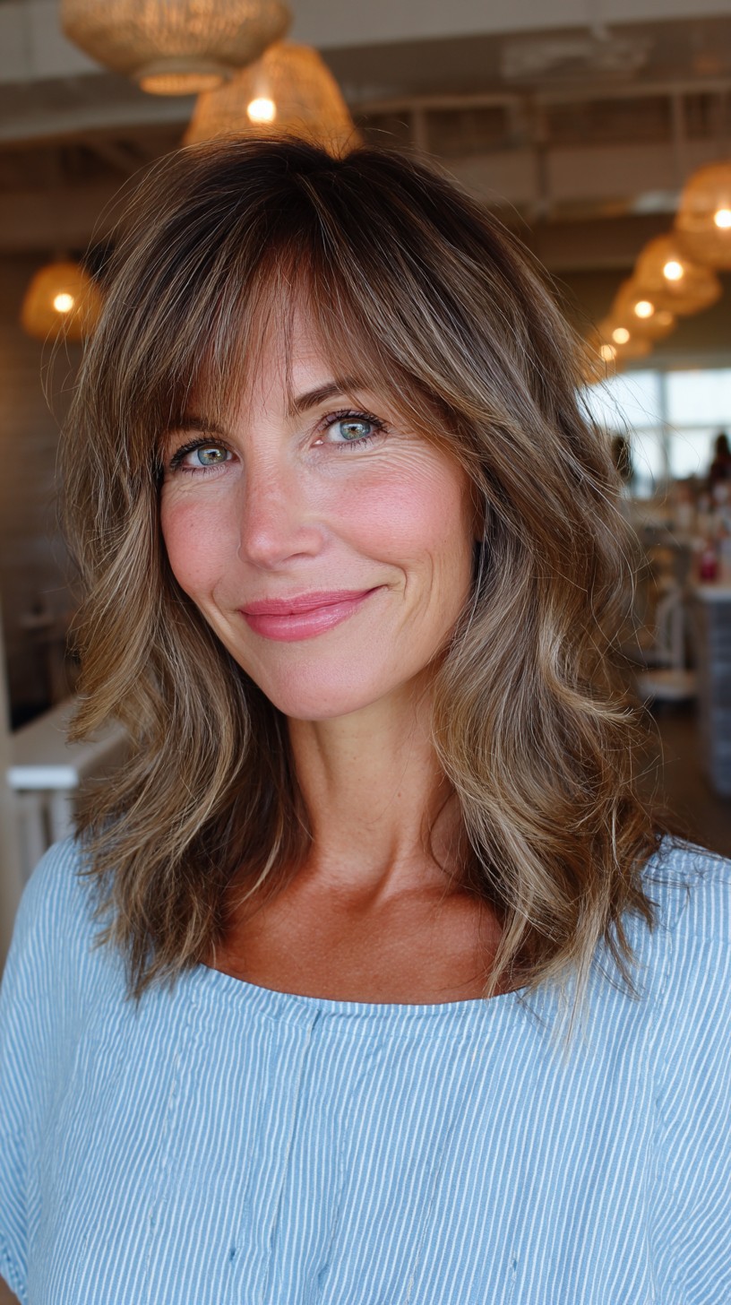 Light Chestnut Waves with Face-Framing Highlights