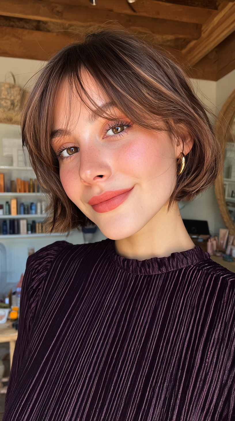 Playful Layered Bob with Soft Fringe