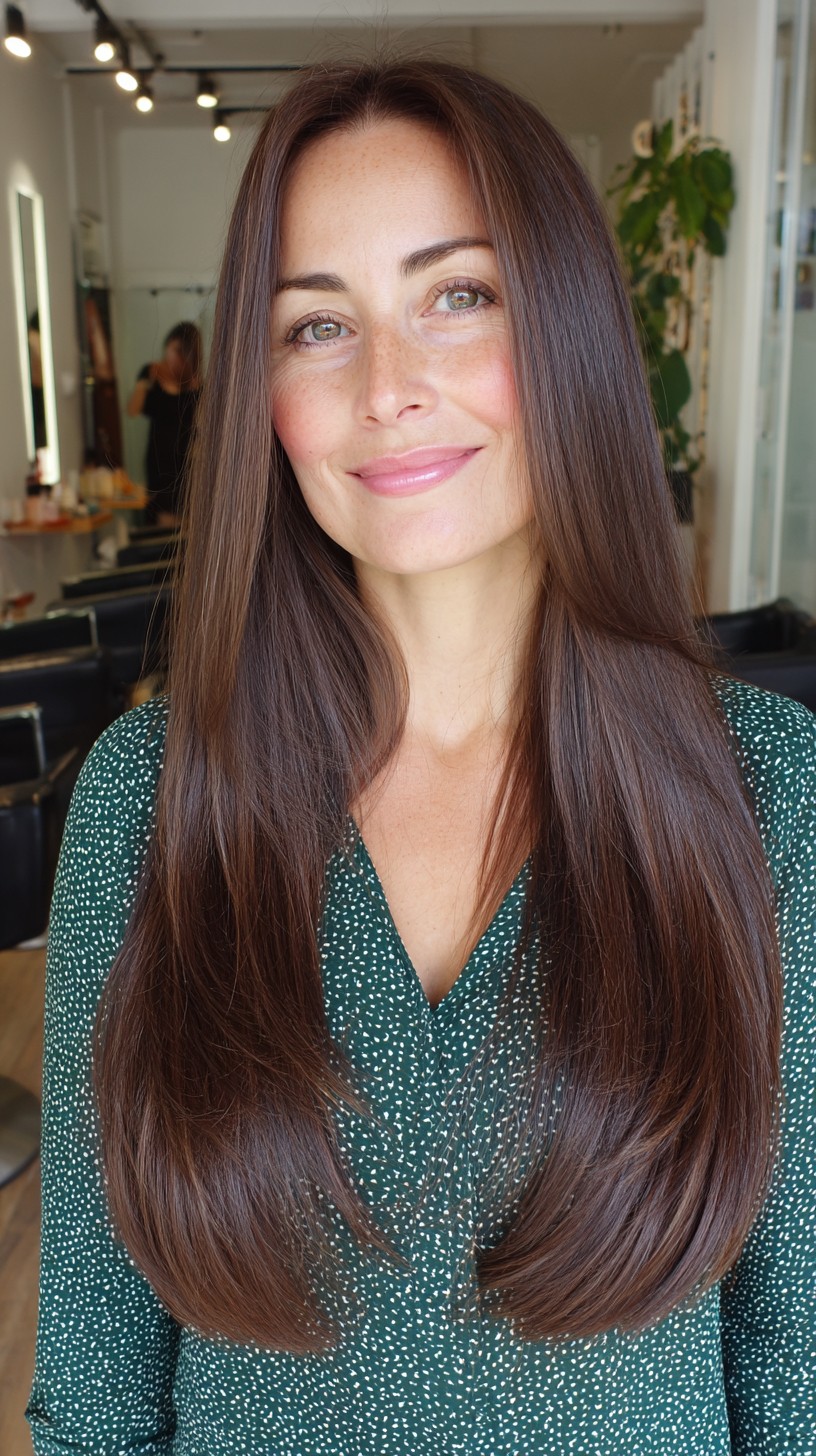 Rich Chestnut Straight Cut with Soft Textured Ends