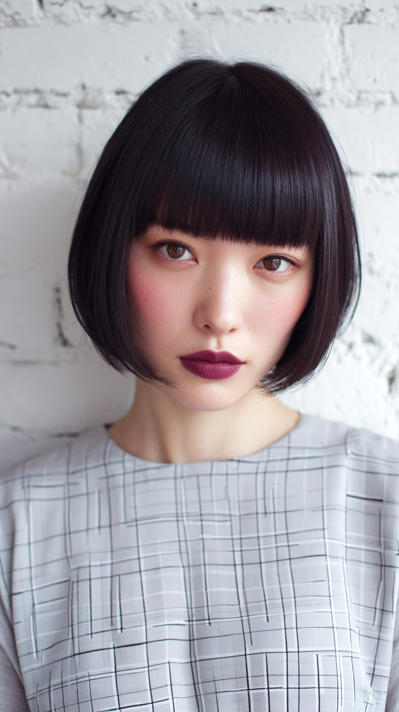 Sleek Inverted Bob with Bold Bangs