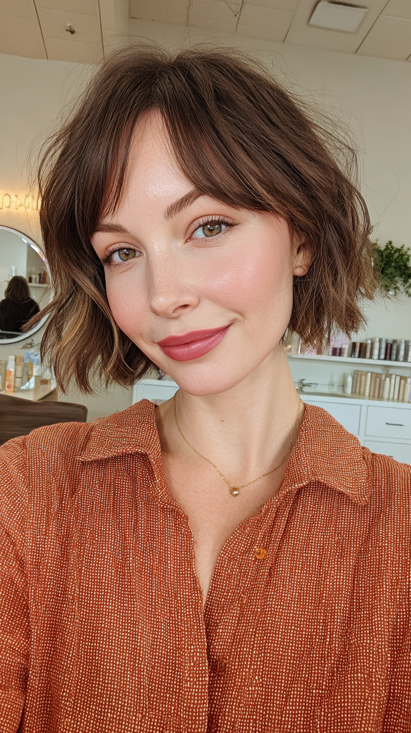 Textured Shoulder-Length Bob with Soft Waves