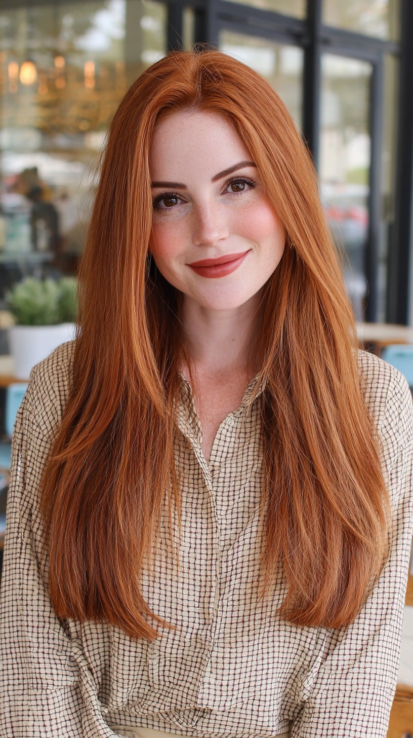 Vibrant Copper Long Hair with Gentle Waves