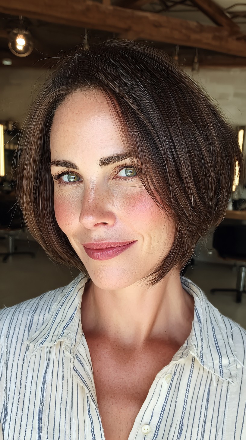 Voluminous Tousled Brunette Bob