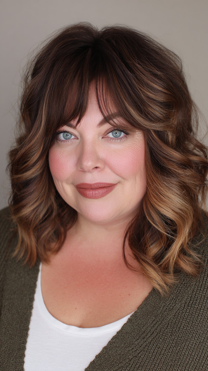 Brunette Balayage with Voluminous Curls