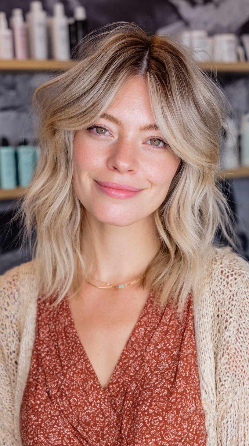 Casual Textured Blonde Waves with Face-Framing Layers