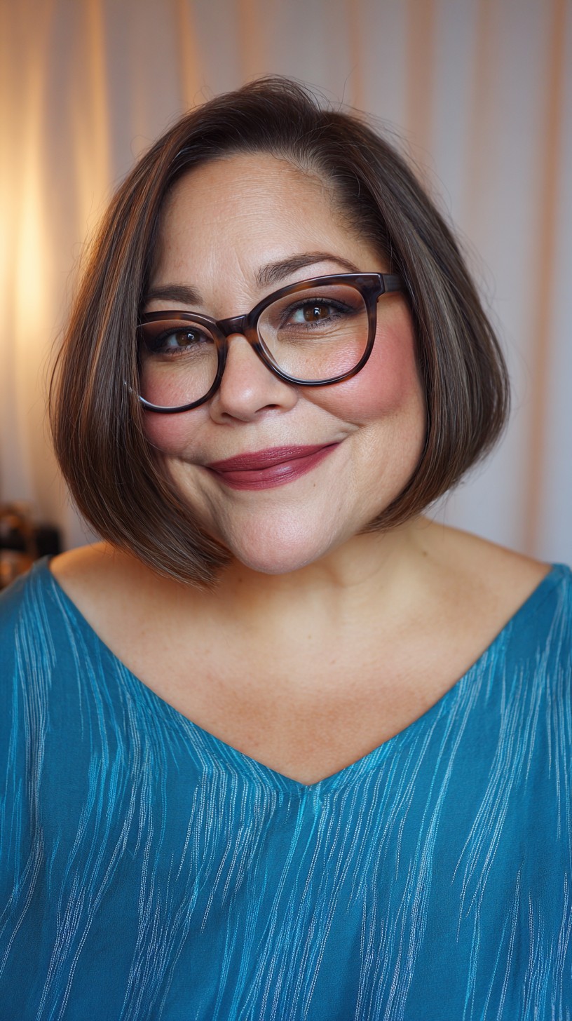 Chic Chestnut Bob with Soft Contour Layers