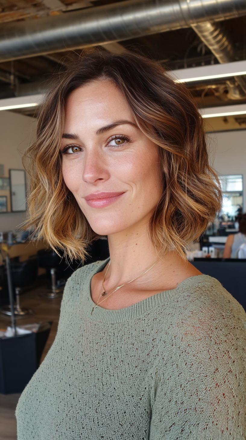 Chic Copper and Blonde Balayage with Soft Waves