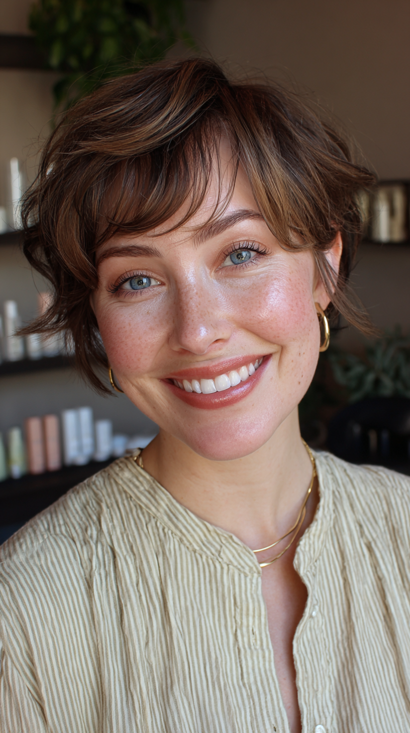 Chic Soft Textured Pixie Bob with Subtle Highlights