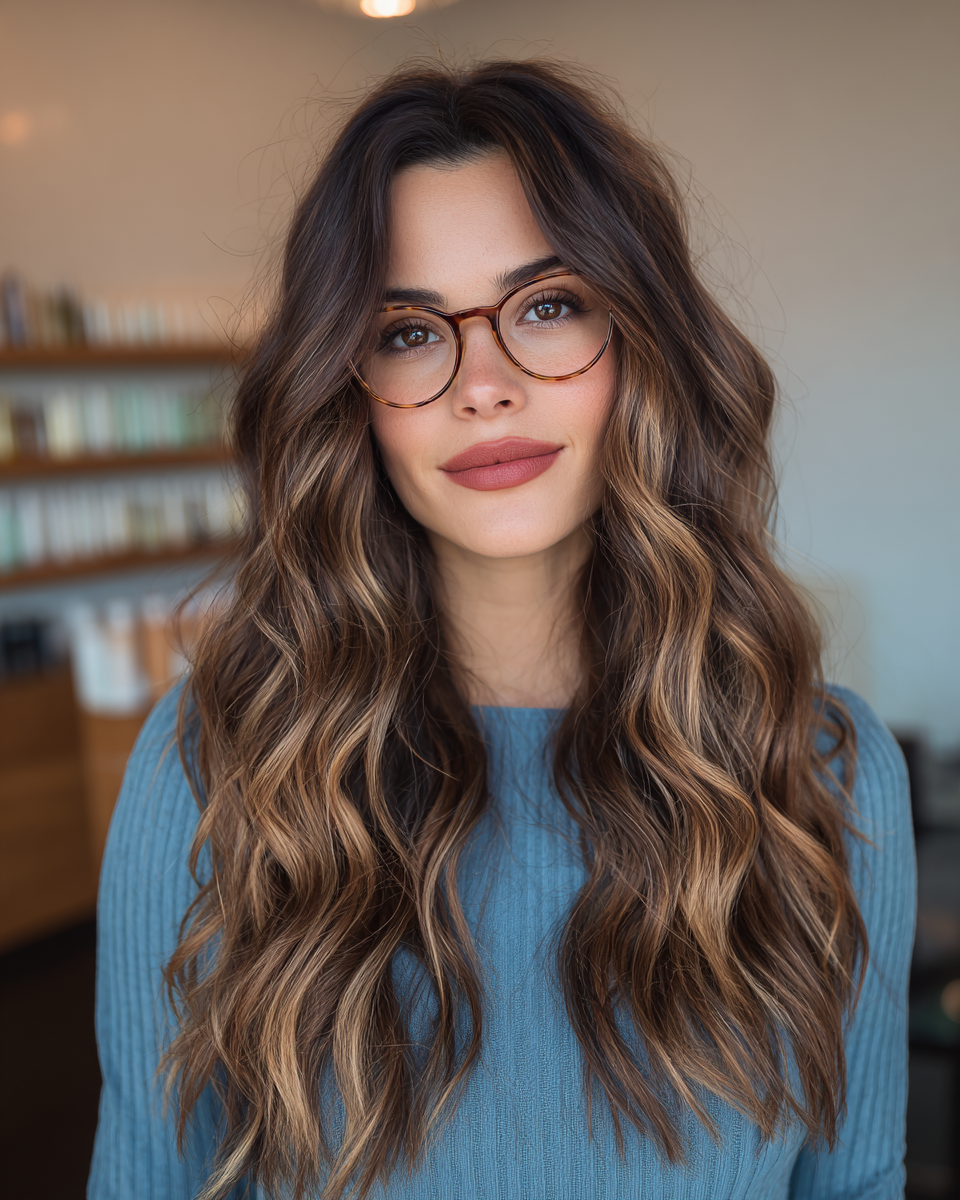 Effortlessly Layered Long Waves with Sun-Kissed Highlights