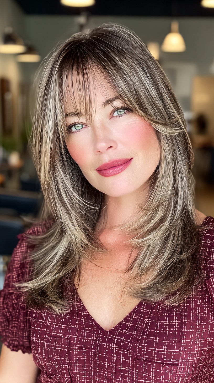 Elegant Silver-Blonde Waves with Face-Framing Layers