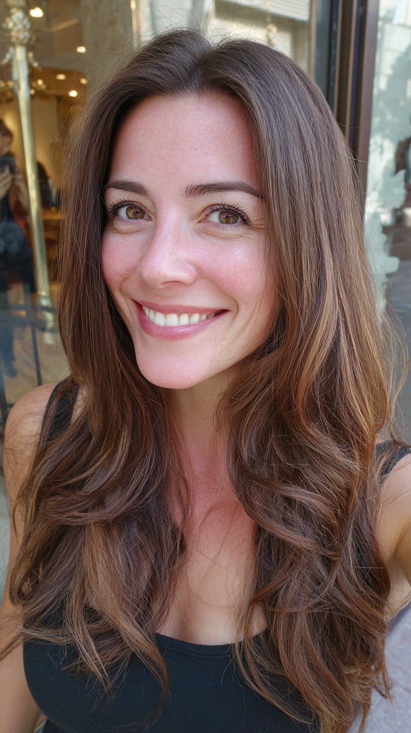 Flowing Chestnut Layers with Soft Highlights