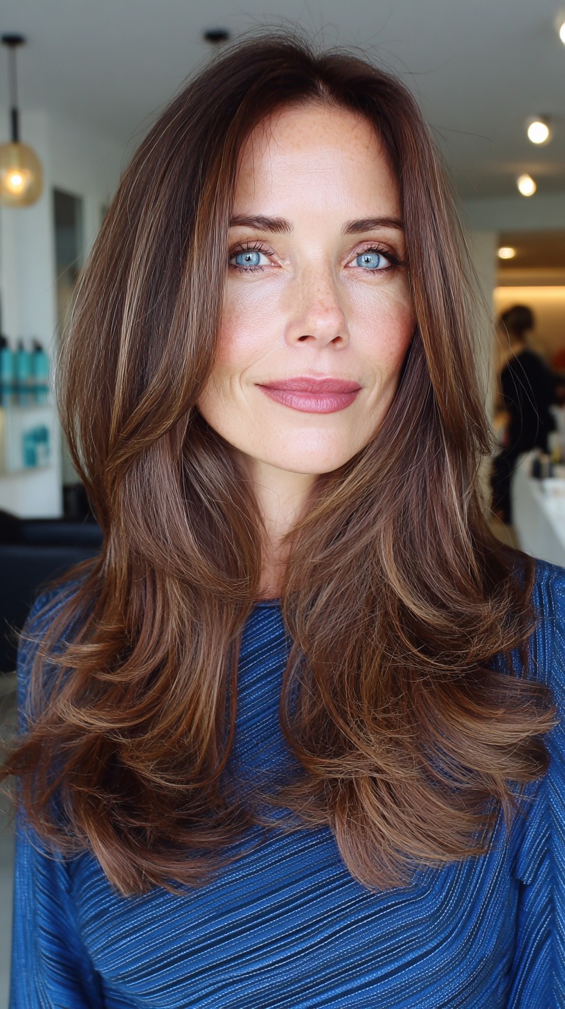 Flowing Chestnut Layers with Subtle Highlights