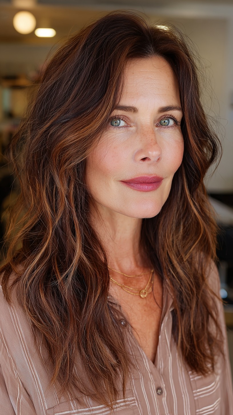 Natural Brunette Waves with Seamless Balayage