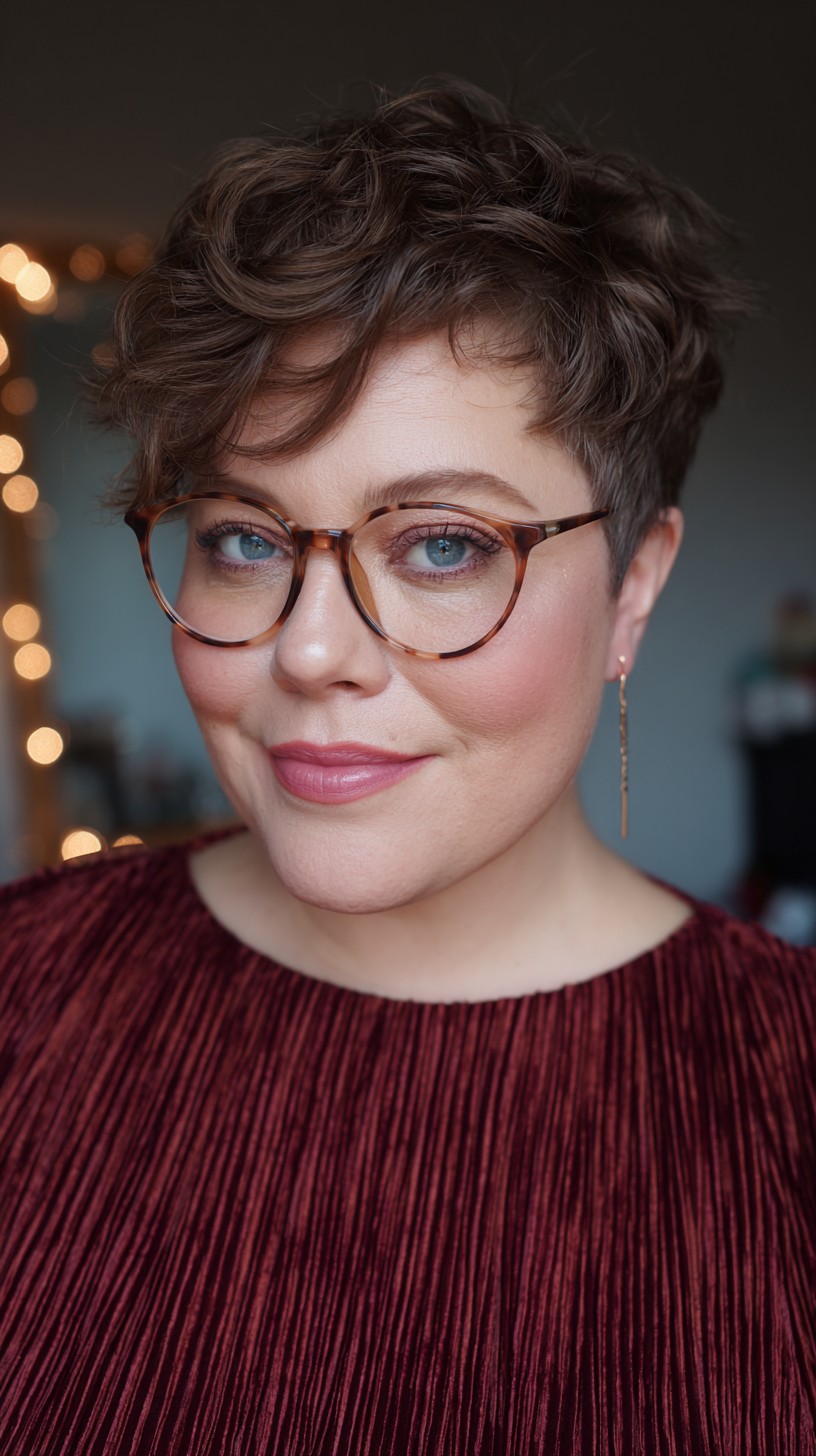 Playful Chestnut Tousled Pixie