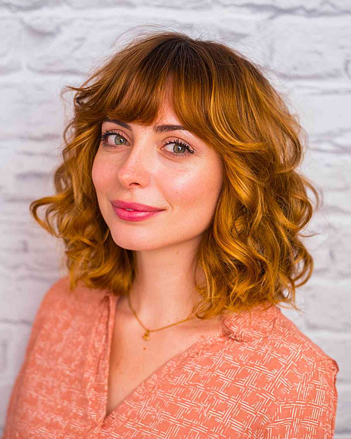 Playful Curly Bob with Soft Bangs