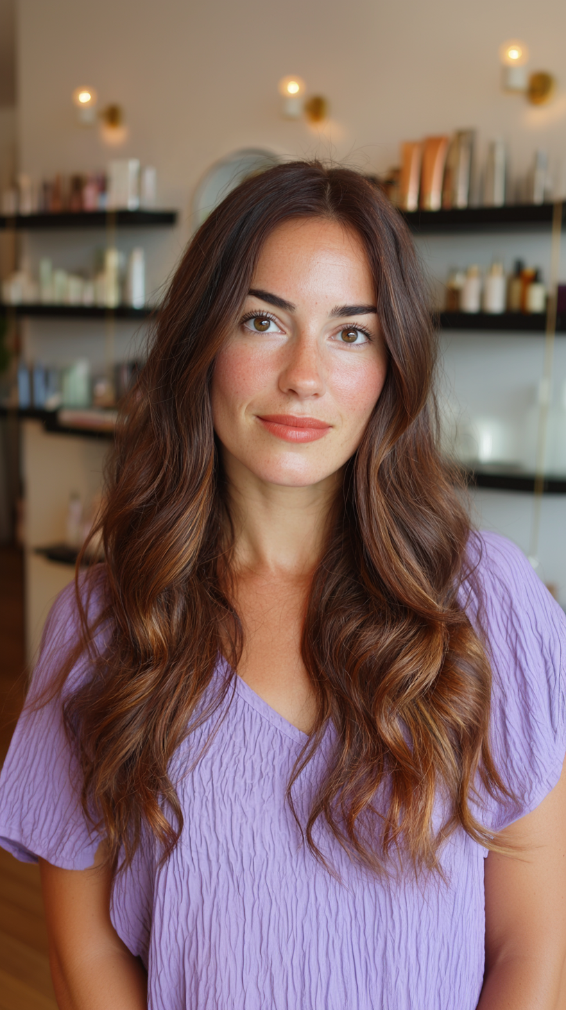 Radiant Copper and Blonde Balayage with Soft Defined Waves