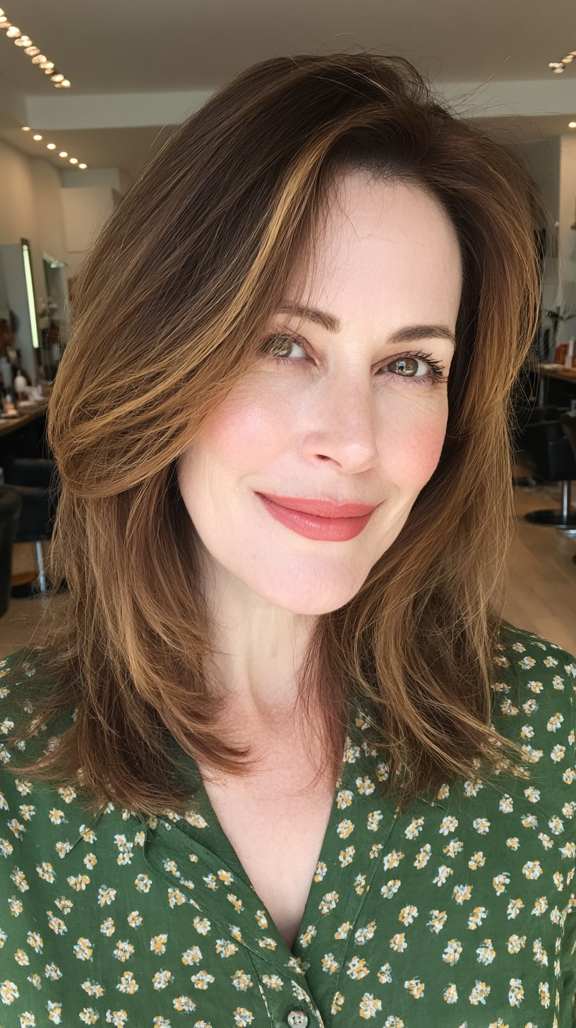 Rich Chestnut Cascade with Face-Framing Layers