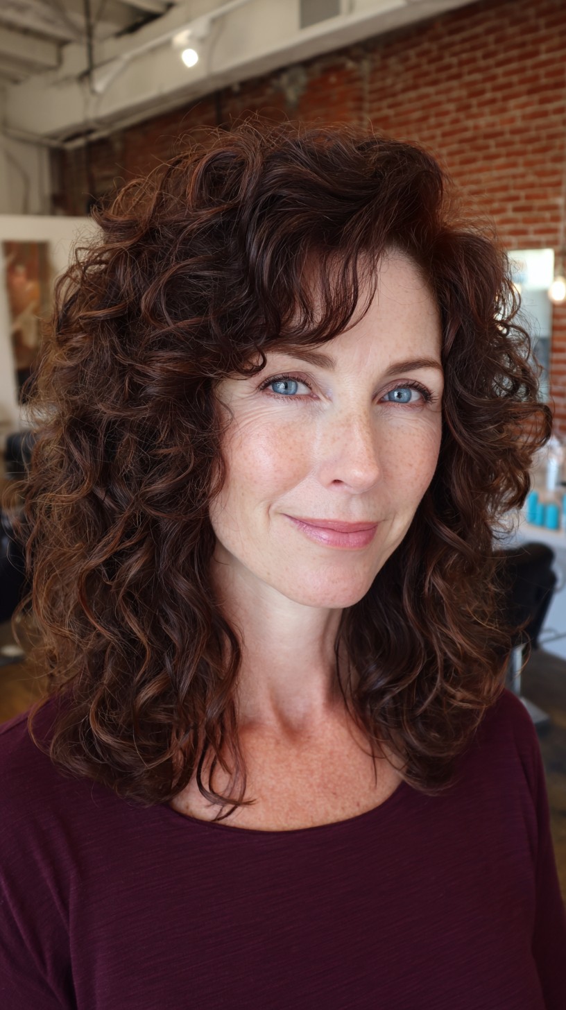 Rich Chestnut Curls with Natural Flowing Layers