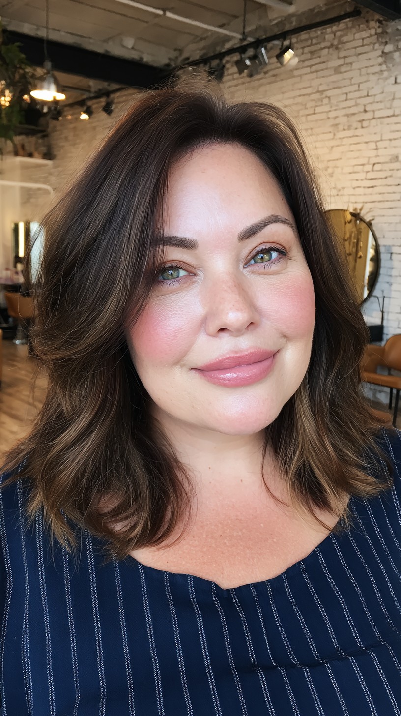 Rich Mocha Loose Waves for Round Faces