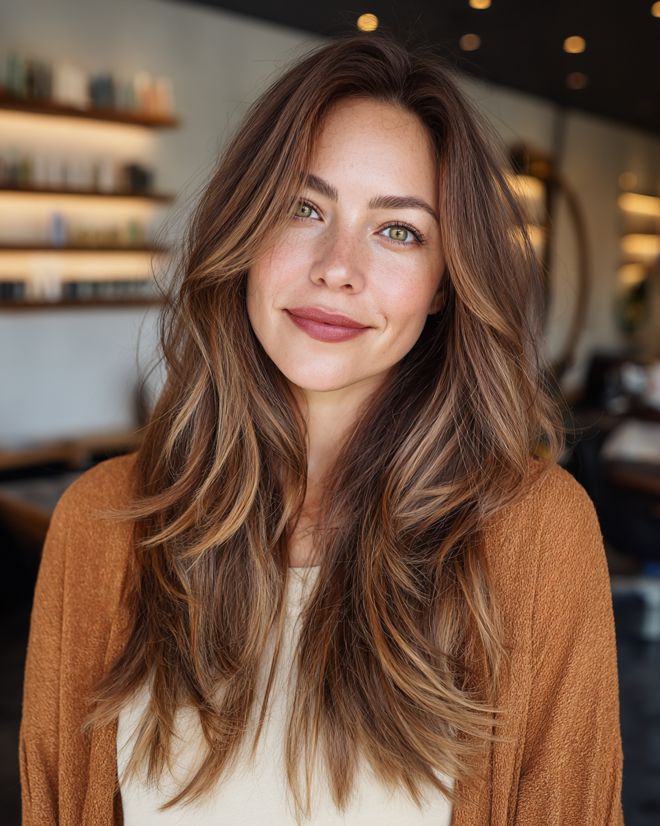 Richly Textured Long Layers with Sun-Kissed Highlights