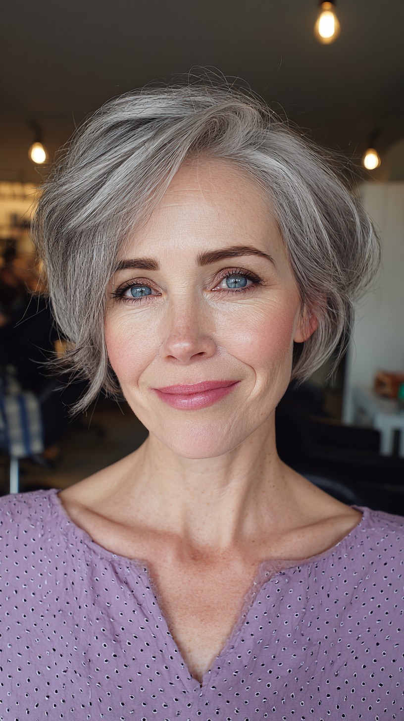 Silver Sleek Side-Parted Bob