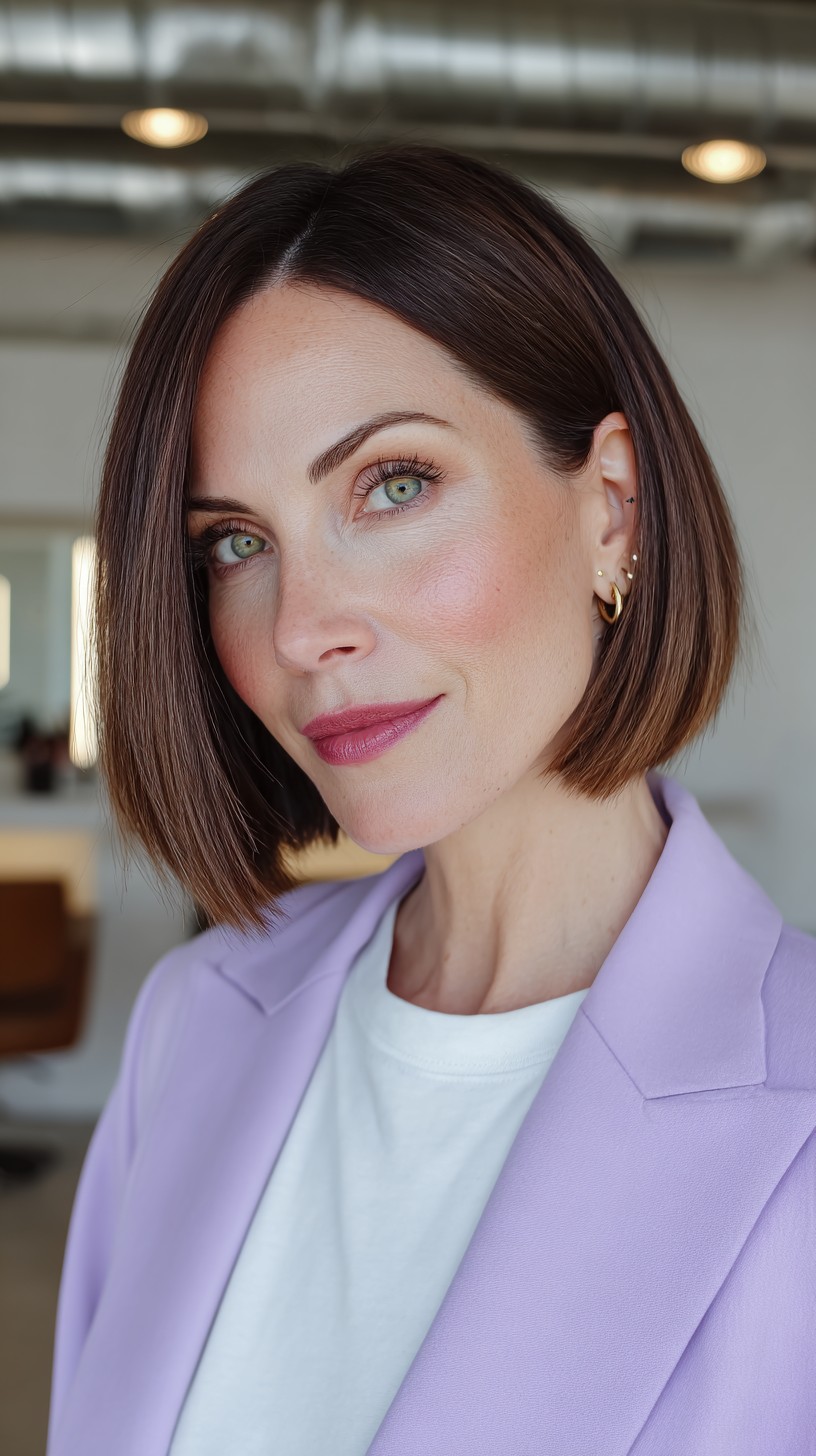 Sleek Espresso Bob with Subtle Texture