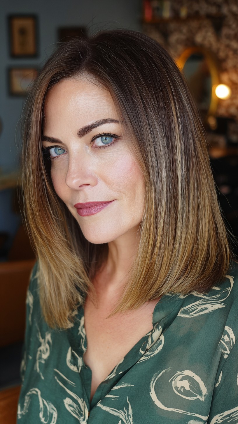 Sleek Mid-Length Chestnut Layer with Subtle Gradient