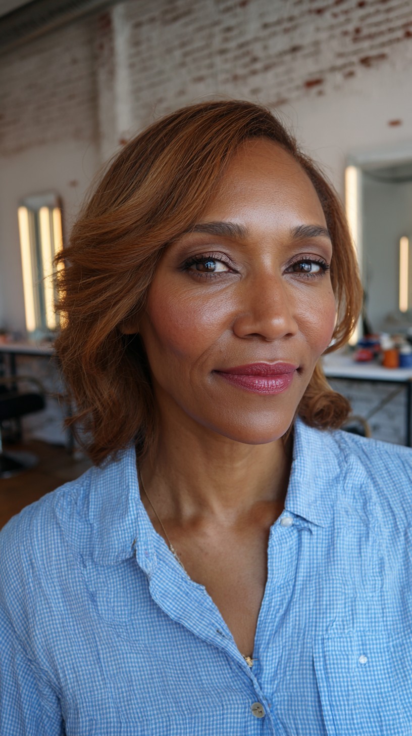 Soft Copper Waves with Face-Framing Layers