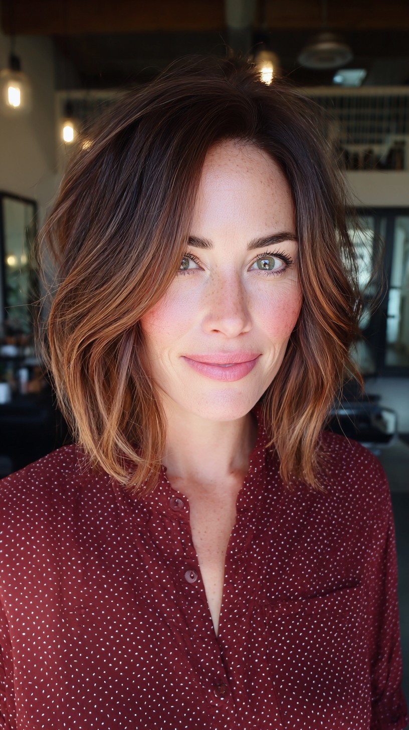 Soft Textured Waves with Copper Highlights