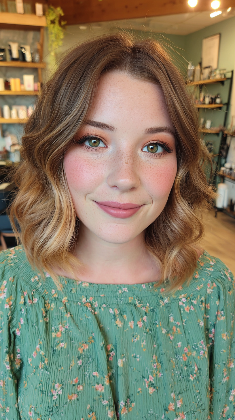 Stylish Copper and Blonde Balayage with Soft Beachy Waves