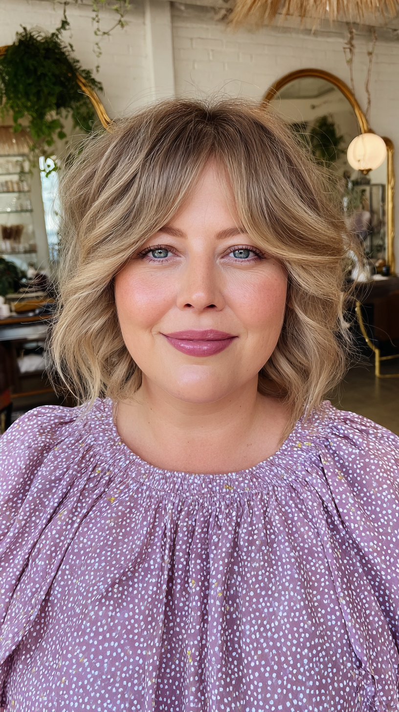 Textured Blonde Lob with Soft Waves